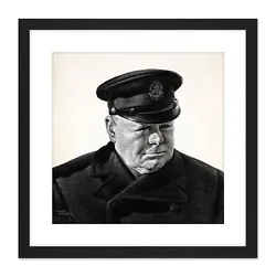 Buy Stone Portrait UK Prime Minister Winston Churchill Painting Framed Wall Art 9X9 • 18.99£