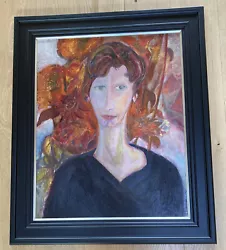 Buy Ray Ambrose Mid Century Large Original Oil Painting Girl Portrait Orange Flowers • 375£