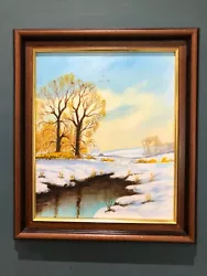Buy Vintage Framed Oil Painting Of A Countryside Winter Landscape. • 12.99£