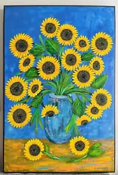 Buy Original Sunflower Painting On Canvas. 92x60cm Original Acrylic Painting • 180£