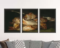 Buy Fish Painting Triptych - Set Of 3 By Francisco Goya - Art Print Poster Kitchen • 19£