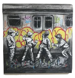 Buy Original Graffiti Painting On Canvas Ooak Unique Outsider Banksy Style Streetart • 82.11£