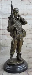 Buy Vintage Solid Bronze WW1 American Soldier/ Vitaleh Statue W/Beautiful Patina Art • 165.43£