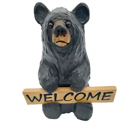 Buy Chainsaw Carved Wooden Bear With Welcome & Wipe Yer Paws Sign Reversible • 154.03£