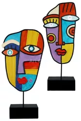 Buy 2 Huge 37cm & 35cm Italian Striking Picasso Inspired Face Sculptures • 89.99£