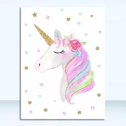 Buy Cute Nordic Rainbow Unicorn Canvas Painting Kids Bedroom Wall Art Decor • 8.99£