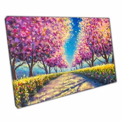 Buy Park Path Wild Flowers Cherry Sakura Blossom Trees Oil Painting Print Canvas • 10.78£