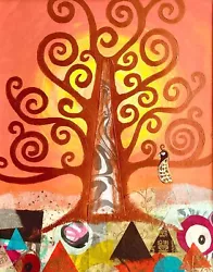 Buy Tree Of Life - Original Art Mixed Media Acrylic And Collage Painting 11 X14  • 81.86£