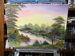 Buy Original Oil Painting 18x24 “Summer By The River” Art/Landscape (Bob Ross Style) • 83.72£