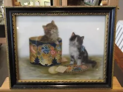 Buy Kittens / Cats Oil On Glass Panel  Bessie Bamber 23.5 X 18.5cm • 450£