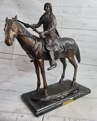 Buy Large 23  Fraser Bronze Statue HOT CAST Indian With Horse Sculpture Decor Sale • 503.68£