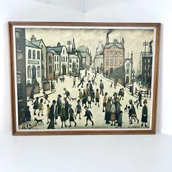 Buy A Village Square L.S. Lowry Reproduction On Board Framed 25 X19  MCM Art 1960s • 149.99£