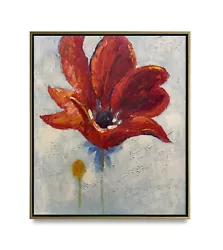 Buy NY Art-Original Oil Painting Of Red Flower On Canvas 20x24 Framed • 167.26£