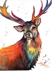 Buy Original Watercolor Deer Handmade Painting Animals Art 7 X10  By Anne Gorywine • 29.01£