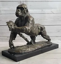 Buy Silverback Gorilla Bronze Sculpture King Kong Figurine‏ Statue Home Decor • 157.15£