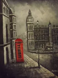 Buy Black White London Red Large Oil Painting Canvas Contemporary Cityscape Original • 27.95£