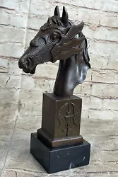 Buy Bronze Horse Head Bust Statue Stable Equestrian Barn Art Deco Marble Sculpture • 131.97£