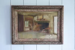 Buy Antique 19th Century Oil On Canvas Interior Scene With Fireplace, Framed, Signed • 600£