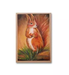 Buy Squirrel Painting Wild Animal Original Art Pet Portrait Oil Pastel 11x8 Inch • 41.34£