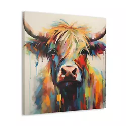 Buy Highland Cow Canvas Colourful Painting Style Print Animal Wall Art Decor • 30.99£