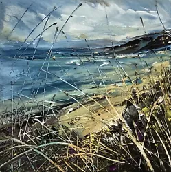 Buy Semi Abstract Landscape / Coastal Art Beach / Grasses Original Acrylic Painting. • 14.99£