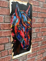 Buy Rainbow Mare Horse Painting Original Acrylic On Pine Board  • 65£