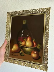 Buy Vintage Ornate Gold Framed Original Painting Signed Moody Fruit Still Life • 47.96£