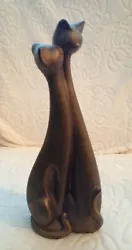 Buy Japan (?)pottery Tall Siamese Cat Sculpture Entwined Pair Couple Burnished Gold • 22£
