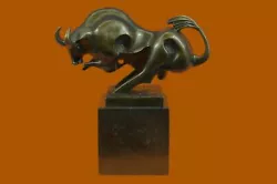 Buy Solid Bronze Sculpture Of A Bull Marble Base Abstract Art Deco Figurine Figure • 296.98£
