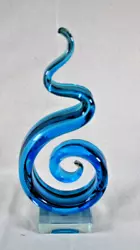Buy VTG Murano Hand Blown Glass Sculpture In Blue, Black, Clear. 11 In X 5 In • 33.07£