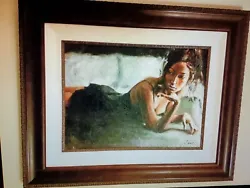 Buy ORIGINAL Fabian Perez 18” X 24” Oil Painting On Canvas, Signed ‘Renee On Bed II’ • 11,788.79£