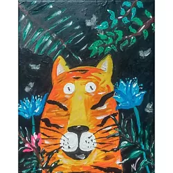 Buy Tiger Painting Wild Original Art Black Canvas Artwork Jungle African Painting • 68.63£