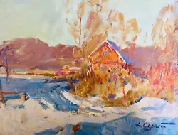 Buy Ukrainian Artist, Sergei Kovalenko, Colour, Oil, Snow, Building, Trees • 36£