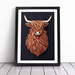 Buy Bust Of A Highland Cow Wall Art Print Framed Canvas Picture Poster Decor • 24.95£