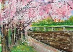 Buy ACEO Original Painting WASHINGTON DC In SPRING Cherry Blossom TREES Path ATC ART • 10.74£