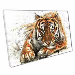 Buy Watercolour Male Adult Tiger Painting Canvas Wall Art Print On Canvas • 10.78£