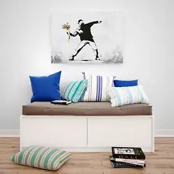 Buy Banksy Flower Thrower Canvas Print Art Wall Painting  Ready Hang Artwork Modern • 31.59£