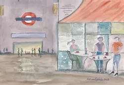 Buy COFFEE AT THE STATION - Original Watercolour Painting By ADRIAN APPLEBY • 10£