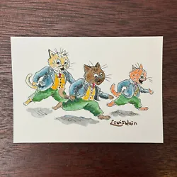 Buy Louis Wain (after) Suited Cats - Original Watercolour Painting - Signed • 29.99£