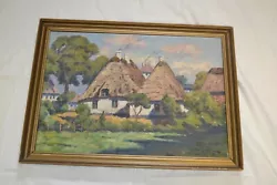 Buy Andreas Marius Valdemar Albertsen (1868-1954) Original Oil Painting, 'Cottages' • 25£