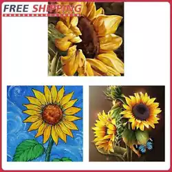 Buy 20X20cm Oil Paint By Numbers Sunflower Frameless Picture Crafts Home Decoration • 4.92£