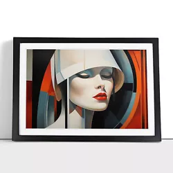 Buy Art Deco Woman Hard Edge Framed Wall Art Poster Canvas Print Picture Painting • 14.95£
