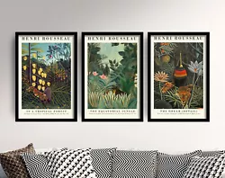 Buy Henri Rousseau Set Of 3 Gallery Paintings - Equatorial Jungle Art Print Poster • 2.49£