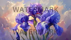 Buy Digital Photo Image Painting Beautiful Irises Picture Art Wallpaper Desktop • 2.42£