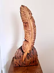 Buy Hand Made Wooden Feather / Quill Pen High Wooden Sculpture Art Work House Garden • 38.95£