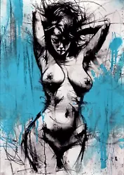 Buy Nude Female ORIGINAL PAINTING Charcoal Urban Fine Art Busty Woman NO RESERVE A3 • 250£