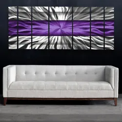 Buy Metal Wall Art Modern Contemporary Abstract Sculpture Purple Painting Home Decor • 209.36£