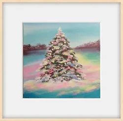 Buy Original Acrylic Painting On Canvas Board Impressionist Colourful Christmas Tree • 4.99£