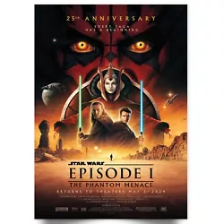 Buy Star Wars The Phantom Menace 25th Anniversary Movie 2024 Poster A5 A4 A3 A2 A1 • 3.99£