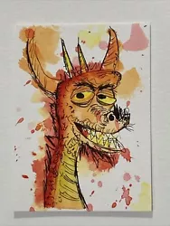 Buy ACEO Original Watercolor Painting Abstract Dragon ATC Artist Trading Card Sketch • 4.17£